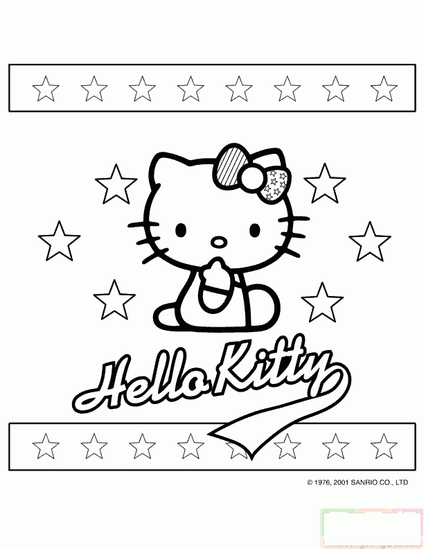 星星围着KITTY猫简笔画